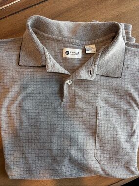 Haggar Men's Short Sleeve Polo in Light Gray with Subtle Check